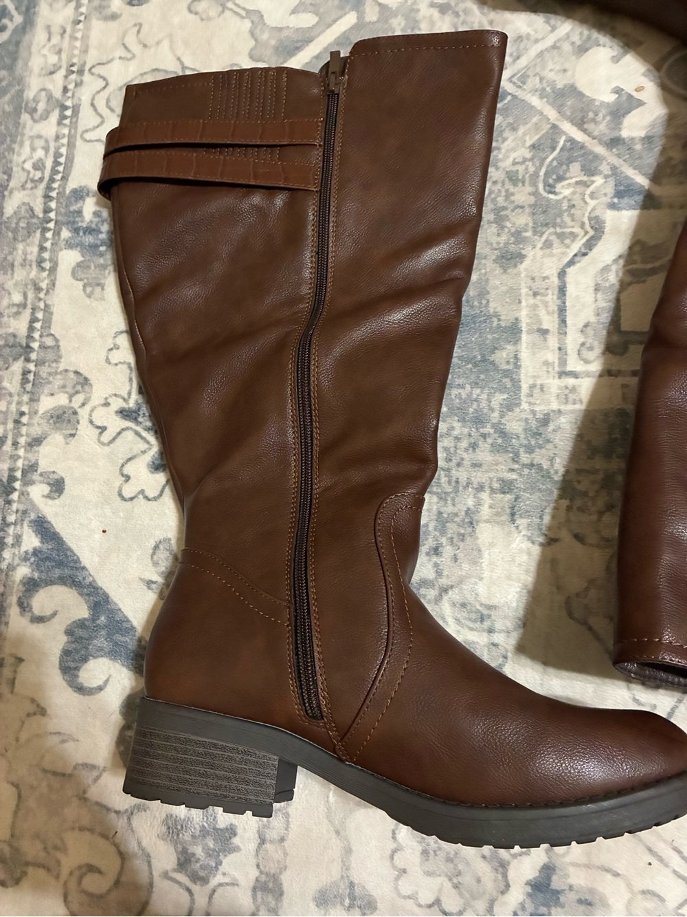 Wide Calf Classic Brown Over-the-Knee Riding Boots with Side Zip